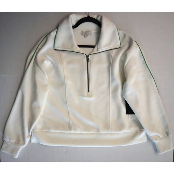 Matty M x Dailylook Women's Sz L Ivory Multi Scuba Half Zip Pullover - Picture 8 of 9